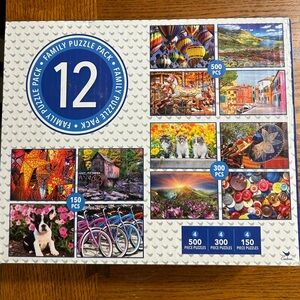 Colorful Family Puzzle Pack - 12 Puzzles